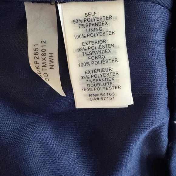 NWT Guess Navy Blue/White Flowers Spaghetti Strap Draped Bodice Dress Size 10 - Picture 5 of 10